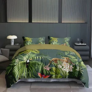 Parure de lit jungle exotique luxuriante – Ambiance tropicale chic pour nuits dépaysantes et déco tendance