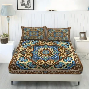 Parure de lit motif oriental andalou – Ambiance bohème chic et exotique pour chambre apaisante