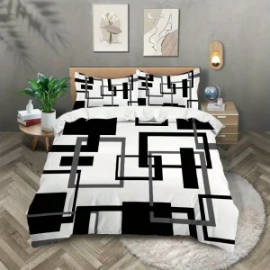 Parure de lit noir et blanc graphique – Style moderne et apaisant pour chambre tendance
