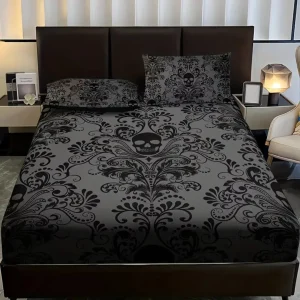 Parure de lit tête de mort baroque – Ambiance gothique chic pour une chambre unique et expressive