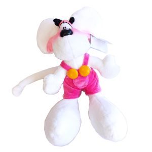 Peluche Souris Diddl 30cm salopette rose
