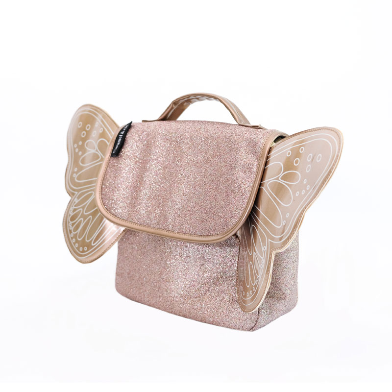 Petit sac à dos ailé Papillon, cuivre pailleté, Caramel & Cie – Image 2