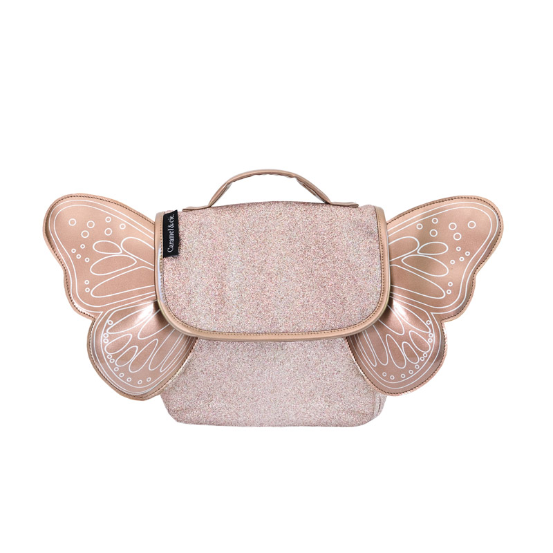 Petit sac à dos ailé Papillon, cuivre pailleté, Caramel & Cie