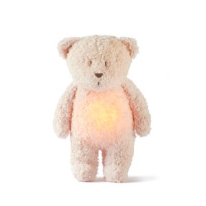 Peluche ours rétro Moonie, veilleuse et sons apaisants, rose pâle