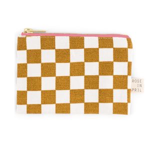 Porte-monnaie Marie, Damier Caramel, Rose in April