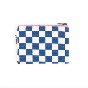 Porte-monnaie Marie, Damier bleu/écru, Rose in April