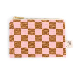 Porte-monnaie Marie, Damier Fraise-Caramel, Rose in April