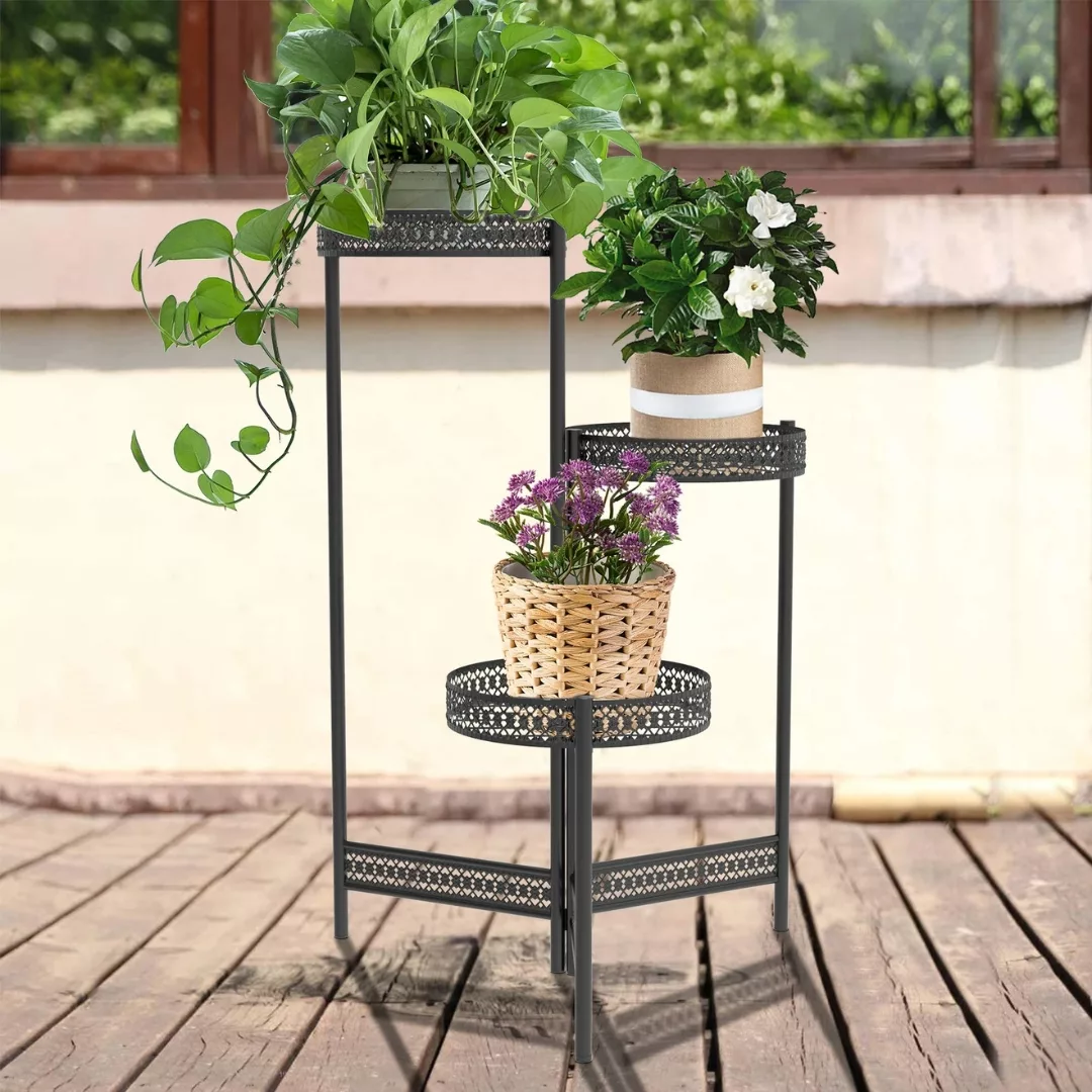 Porte-plantes extérieur en métal pliable – Design élégant, gain de place, parfait pour balcon ou terrasse – Image 7