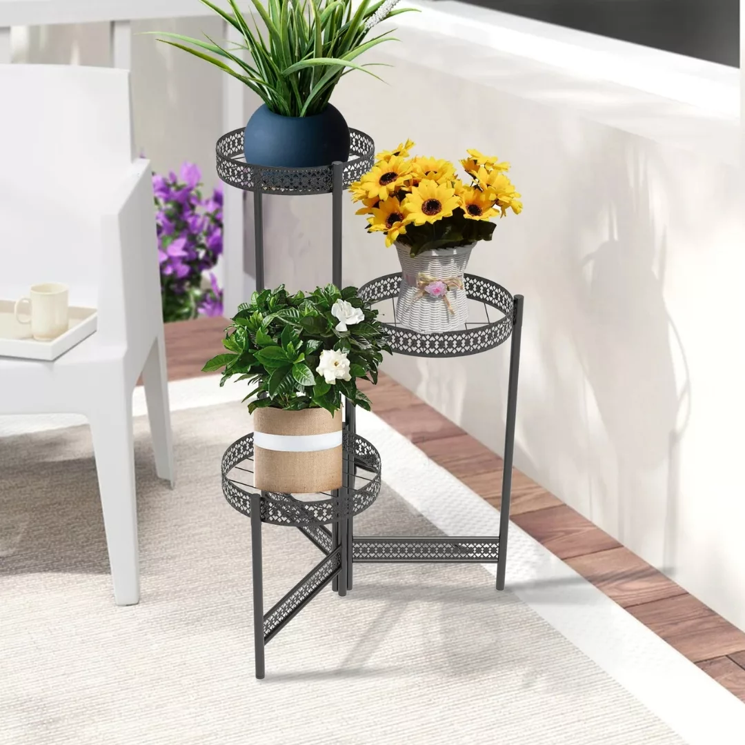 Porte-plantes extérieur en métal pliable – Design élégant, gain de place, parfait pour balcon ou terrasse – Image 6