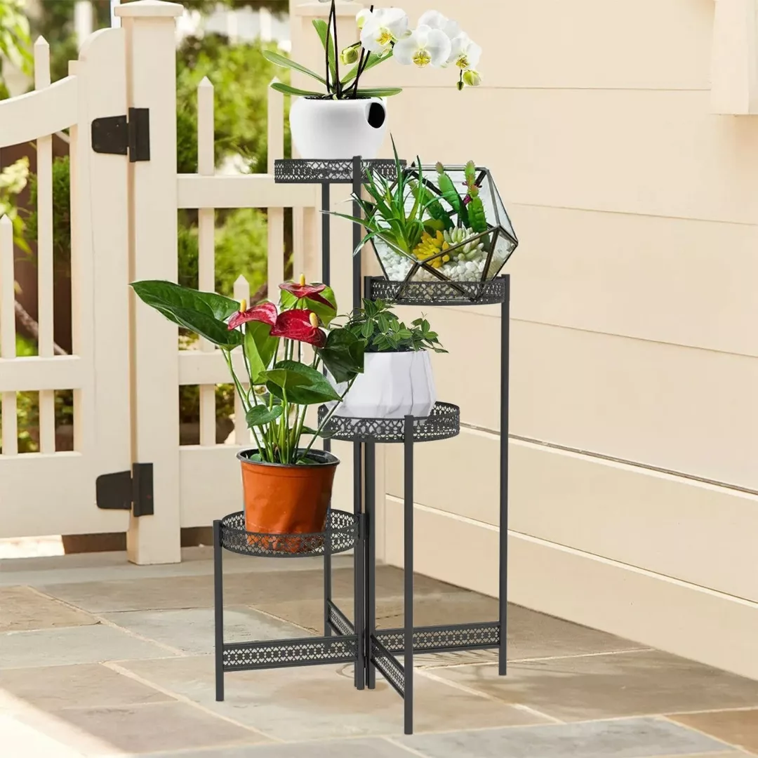 Porte-plantes extérieur en métal pliable – Design élégant, gain de place, parfait pour balcon ou terrasse – Image 4