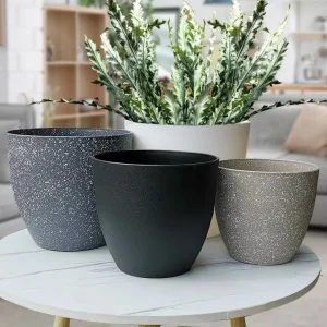 Pot de fleurs extérieur effet pierre léger – Design naturel et moderne pour sublimer votre jardin sans effort