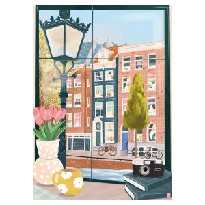 Puzzle 500 pièces « Amsterdam, vue d’un café», Pieces & Peace