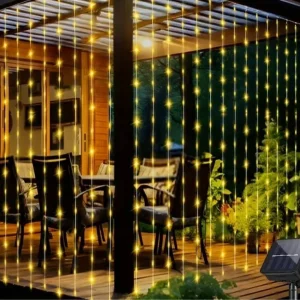 Rideau led extérieur sans fil pour terrasse – Ambiance féerique garantie – Installation facile et sans prise électrique