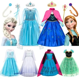 Robe La Reine des Neiges – Costume magique pour fille – Déguisement féerique Elsa – Cadeau idéal princesse