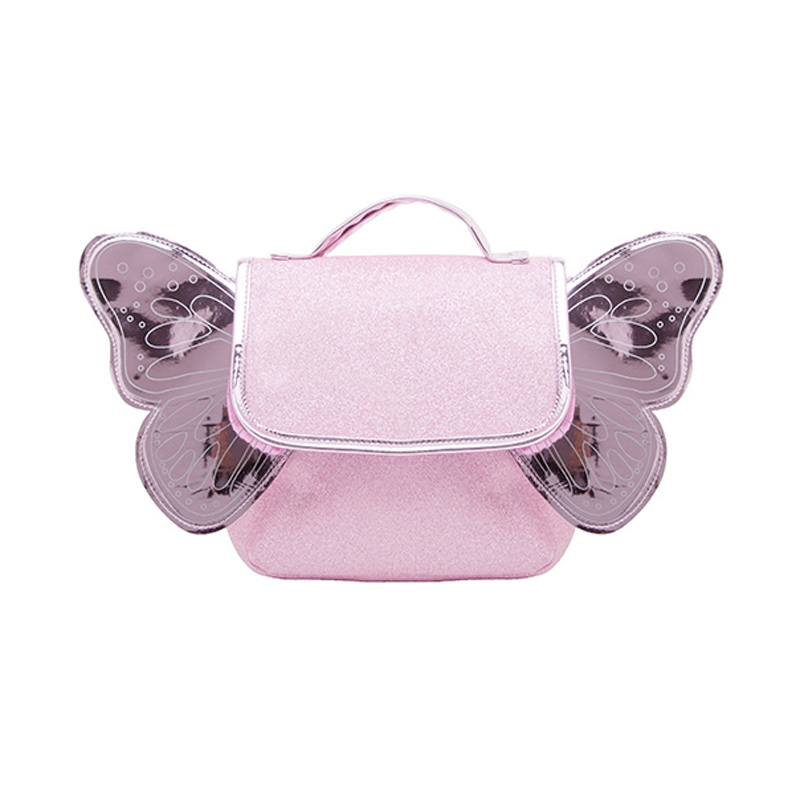 Petit sac à dos ailé Papillon, rose pailleté, Caramel & Cie