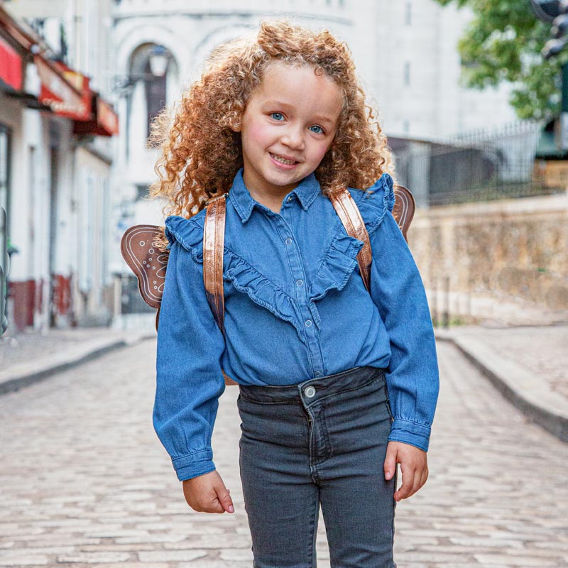 Petit sac à dos ailé Papillon, cuivre pailleté, Caramel & Cie – Image 5
