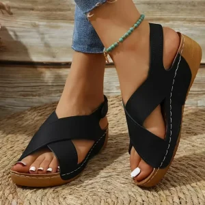 Sandales compensées femme confort croisé – élégance estivale et maintien idéal pour vos longues journées