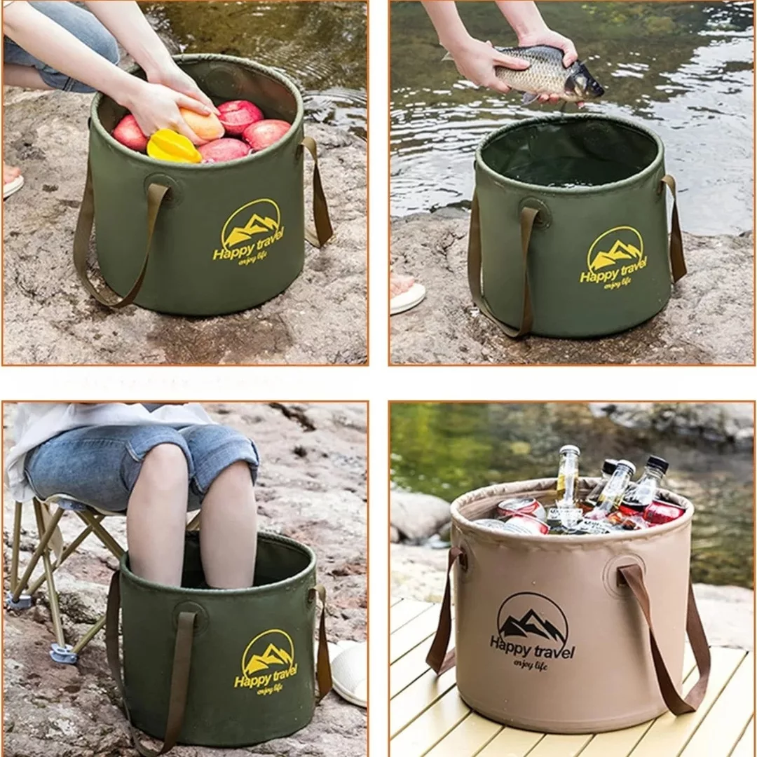 Seau pliable étanche pour camping – Gain de place ultra-pratique pour randonnées, voyages et pêche – Image 3