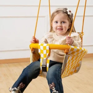 Siège balançoire pour bébé – Sécurité et confort doux en bois naturel pour des moments d’éveil joyeux à la maison