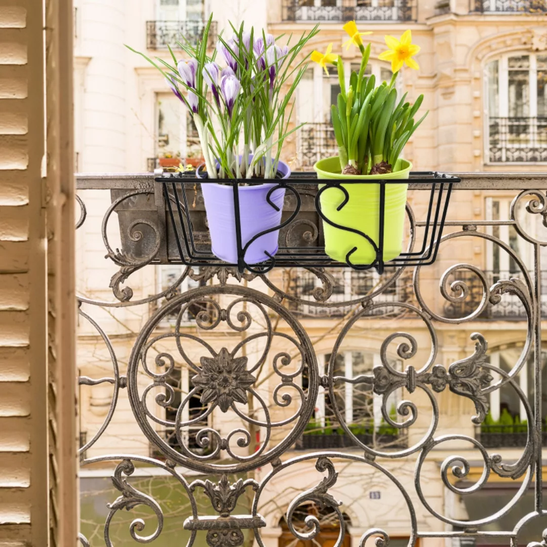Support pour pots suspendus extérieur balcon – Gagnez de la place et sublimez vos plantes en hauteur – Image 2