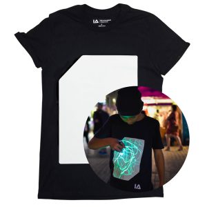 T-shirt enfant phosphorescent et led, Noir/blanc