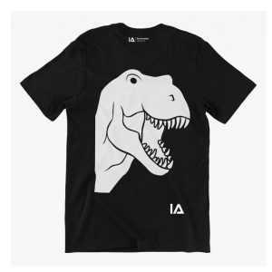 T-shirt enfant phosphorescent Dinosaure et lampe led, noir/blanc