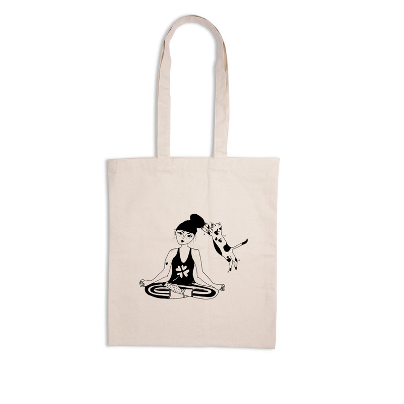 Totebag coton Helen B, Fille Zen et Chat