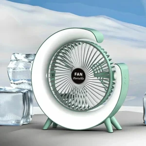 Ventilateur led coloré portatif ambiance jardin – rafraîchit en été avec style – idéal terrasses & soirées extérieures